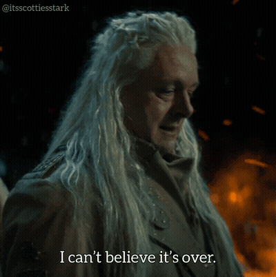 Man With Long White Hair Says I Can't Believe It's Over GIF