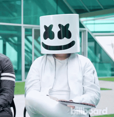 Man With Marshmallow Mask On Head GIF