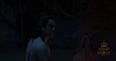 Man With Mask And Crown In Dark GIF