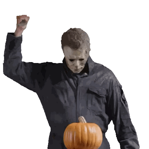 Man With Mask Holding Pumpkin Sticker