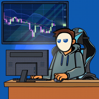 Man With Mask Sitting At Computer GIF