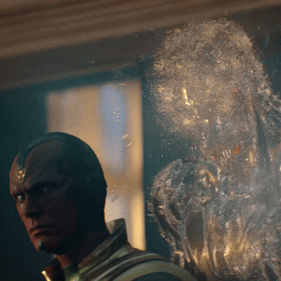 Man With Mask Standing Before Ghost At Window GIF