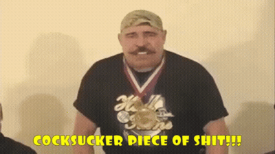 Man With Medal Says Cocksucker Piece Of Shit GIF