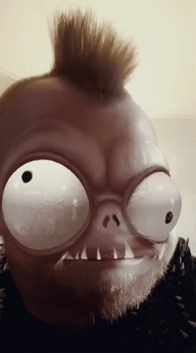 Man With Mohawk As Cartoon Monster GIF