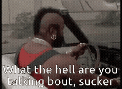 Man With Mohawk Driving Says What The Hell Are You Talking Bout Sucker GIF