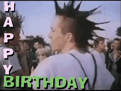 Man With Mohawk Saying Happy Birthday GIF