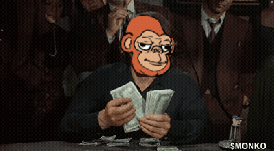 Man With Monkey Mask Holding Money GIF