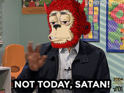 Man With Monkey Mask Says Not Today Satan GIF