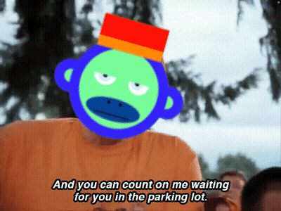 Man With Monkey On Head Says And You Can Count On Me Waiting In Parking Lot GIF