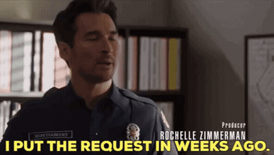 Man With Montgomery On Uniform Says I Put The Request In Weeks Ago GIF