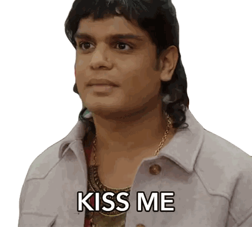 Man With Mullet And Kiss Me Face Sticker
