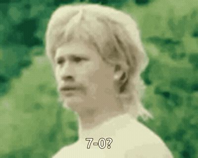 Man With Mullet And Mustache Saying 7-0 GIF