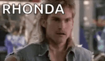 Man With Mullet And Rhonda Text GIF
