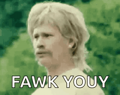 Man With Mullet Saying Fawk Youy GIF