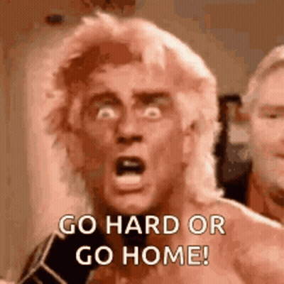 Man With Mullet Saying Go Hard Or Go Home GIF