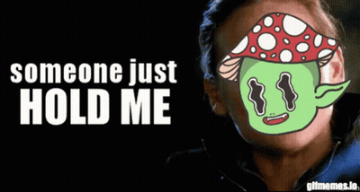 Man With Mushroom Head Saying Hold Me GIF