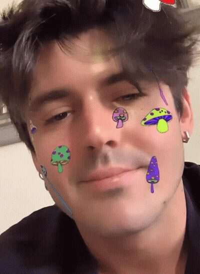 Man With Mushrooms On Face GIF