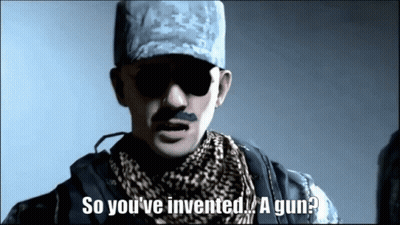 Man With Mustache And Sunglasses Says So You Ve Invented A Gun GIF