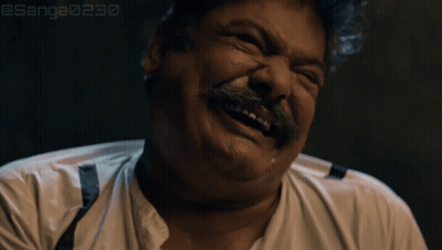 Man With Mustache And Suspenders Laughing GIF
