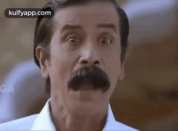 Man With Mustache And White Shirt Surprised Face GIF
