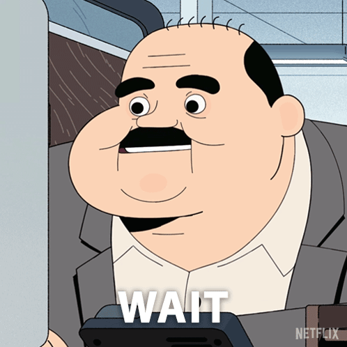 Man With Mustache And Word Wait GIF