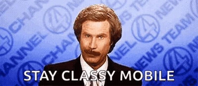 Man With Mustache Before Stay Classy Sign GIF