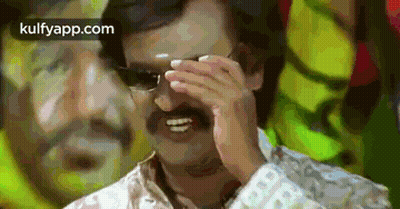 Man With Mustache Covering Eyes GIF