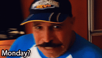 Man With Mustache Hat Blue Shirt Saying Monday GIF