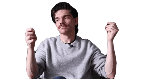 Man With Mustache Holding Arms Up Sticker