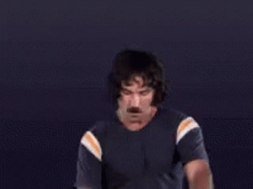 Man With Mustache Holding Banana And Giving Finger GIF