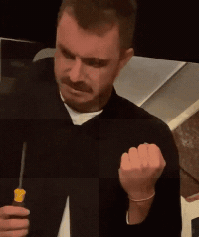 Man With Mustache Holding Screwdriver GIF