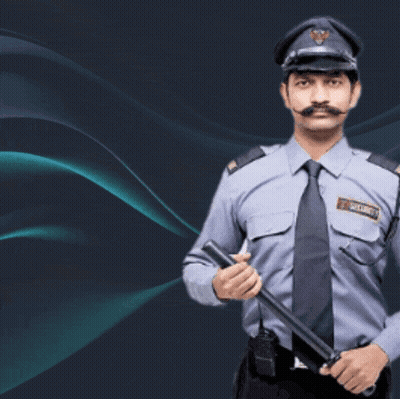 Man With Mustache Holding Stick In Front Of Kerennya Sign GIF