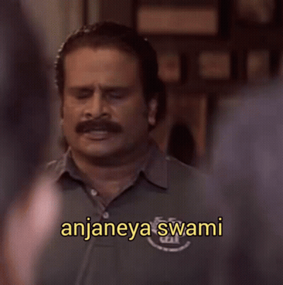 Man With Mustache In Anjaneya Swami Shirt GIF