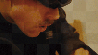 Man With Mustache In Black Jacket Saying Karrimor GIF
