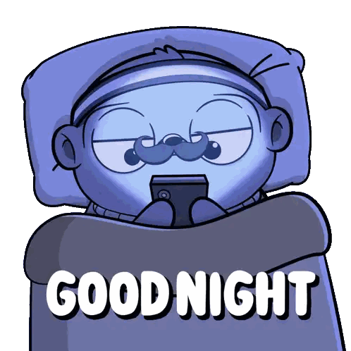Man With Mustache In Blanket Good Night Sticker