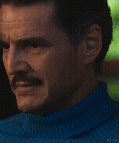 Man With Mustache In Blue Sweater GIF