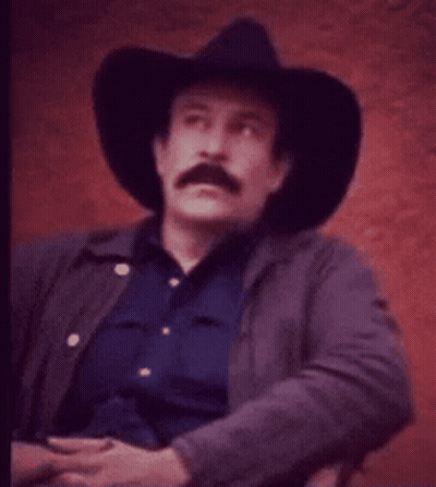 Man With Mustache In Cowboy Hat And Jacket GIF