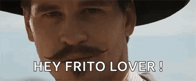Man With Mustache In Cowboy Hat Saying Hey Frito Lover GIF