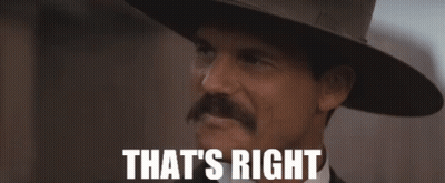 Man With Mustache In Cowboy Hat Smiling Saying That's Right GIF