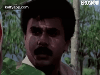 Man With Mustache In Forest GIF
