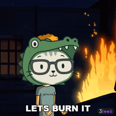Man With Mustache In Front Of Fire GIF