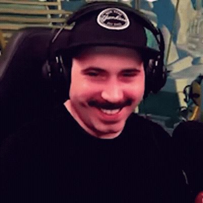 Man With Mustache In Headphones And Cap GIF