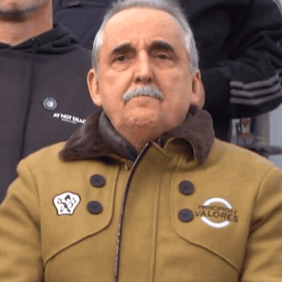 Man With Mustache In Jacket Saying Principios Valores GIF