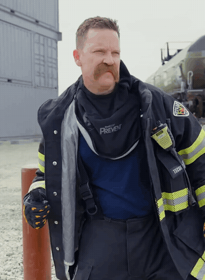 Man With Mustache In Prevent Jacket GIF