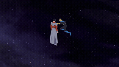 Man With Mustache In Red And White Superhero Costume With M GIF