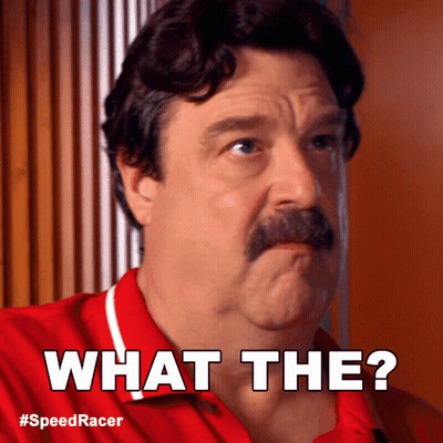 Man With Mustache In Red Shirt Saying What The GIF