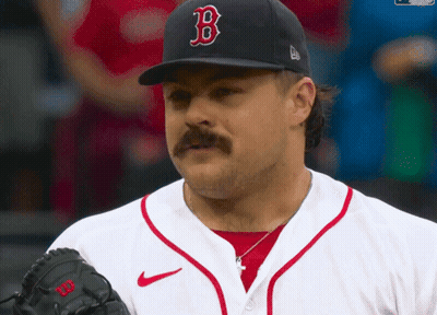 Man With Mustache In Red Sox Hat GIF