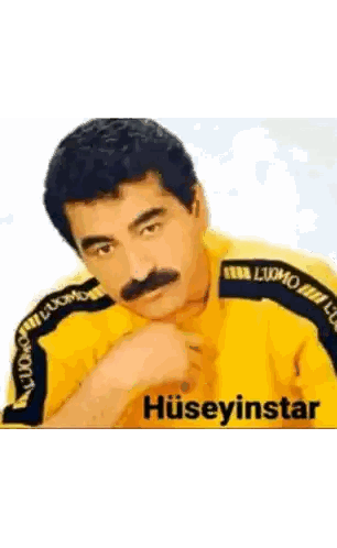 Man With Mustache In Yellow Uomo Shirt Sticker