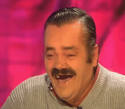 Man With Mustache Laughing Against Pink Background GIF