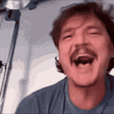 Man With Mustache Laughing Blurry Photo GIF